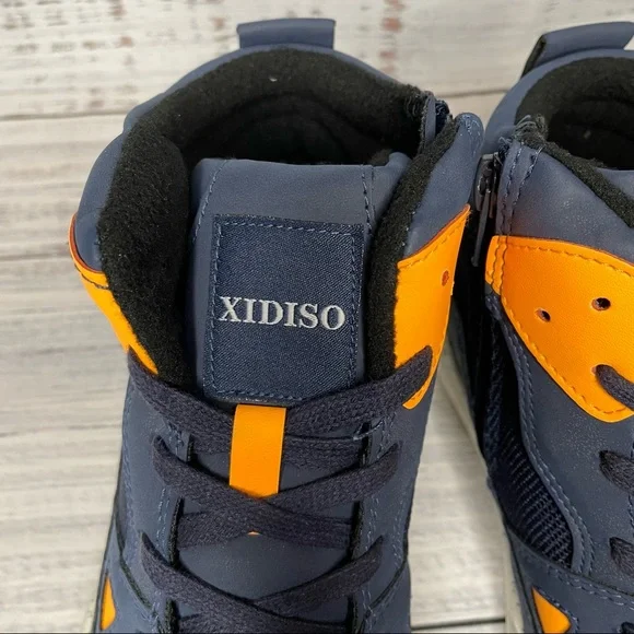 XIDISO Girls/Boys/Kids Mid Top Sneakers (Navy Blue/Orange/White) NWOT - Picture 4 of 13